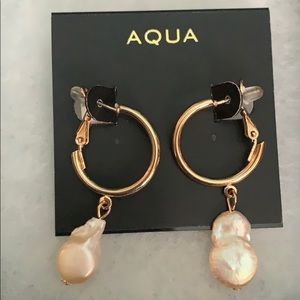 Bloomingdales Aqua fresh water pearl hoop earrings